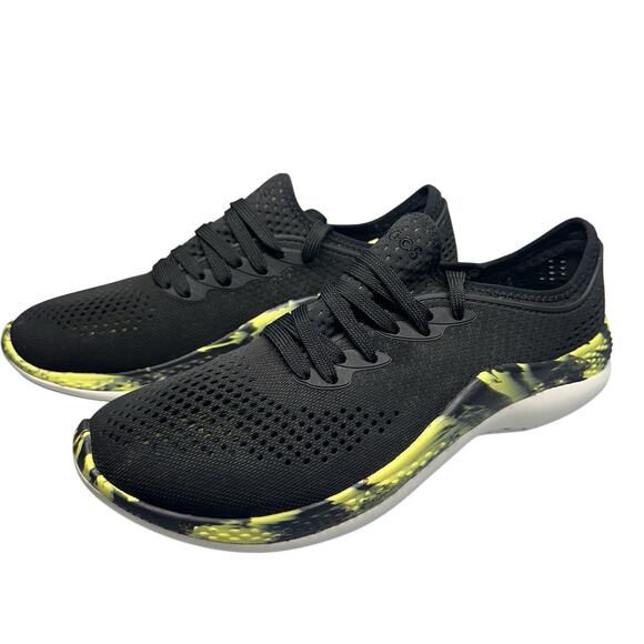 Crocs LiteRide 360 Pacer Marbled Shoes Black Yellow Sneaker Men’s Size 8 - Picture 1 of 16